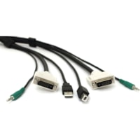 Black Box DVI KVM Cable - USB A-B, 3.5mm Audio, 10-ft. (3.0-m) - 10 ft KVM Cable for KVM Switch - First End: 1 x 25-pin DVI-D Digital Video - Male, 1 x Mini-phone Audio - Male, 1 x 4-pin USB 2.0 Type A - Male - Second End: 1 x 25-pin DVI-D Digital Video - Male, 1 x Mini-phone Audio - Male, 1 x 4-pin