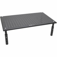 Tripp Lite by Eaton Monitor Riser for Desk, 18 x 11 in. - Height Adjustable, Metal, Black - 44.09 lb (20000 g) Load Capacity - 4.30" (109.22 mm) Height x 18.50" (469.90 mm) Width x 11.20" (284.48 mm) Depth - Desktop, Tabletop, Countertop - Metal - Black