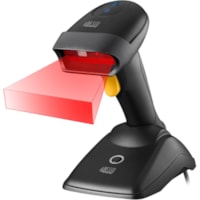 Adesso NUSCAN 2500TB Bluetooth Spill Resistant Antimicrobial 2D Barcode Scanner - Wireless Connectivity - 12" (304.80 mm) Scan Distance - 1D, 2D - CMOS - Bluetooth - USB - Black - USB - Logistics, Warehouse, Library, Healthcare, Retail