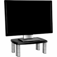 3M Premium Adjustable Monitor Stand - Up to 21" (533.40 mm) Screen Support - 80 lb (36287.39 g) Load Capacity - CRT, LCD Display Type Supported - 5.80" (147.32 mm) Height x 12" (304.80 mm) Width - Freestanding - Polystyrene - Black, Silver