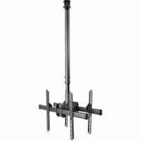 StarTech.com Dual TV Ceiling Mount, Back-to-Back Hanging Dual Screen VESA Pole Mount for 32"-75" TVs - Height Adjustable Telescopic Pole - Adjustable back-to-back dual TV ceiling mount w/ telescopic pole for large VESA mount displays/curved TVs up to 75in (110lb) per screen - Swivel/rotate/tilt - Wo