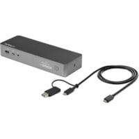 Station d'accueil USB Type C pour Notebook - 60 W - Noir, Gris StarTech.com - pour Notebook - 60 W - USB Type C - 2 Écrans supportées - 4K - 4096 x 2160, 5120 x 2880 - 4 x Ports USB - 4 xUSB 3.0 - 3 x Ports USB Type-A - USB Type-A - 1 x Ports USB Type-C - USB Type-C - Réseasu (RJ-45) -