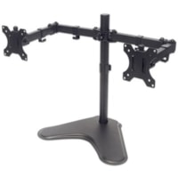 Manhattan TV & Monitor Mount, Desk, Double-Link Arms, 2 screens, Screen Sizes: 10-27" , Black, Stand Assembly, Dual Screen, VESA 75x75 to 100x100mm, Max 8kg (each), Lifetime Warranty - Up to 32" (812.80 mm) Screen Support - 35.27 lb (16000 g) Load Capacity - Desktop, Countertop - Steel - Black - Dur