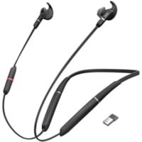 Jabra EVOLVE 65e UC Earset - Microsoft Teams Certification - Alexa, Siri, Google Assistant - Stereo - USB 2.0 - Wireless - Bluetooth - 98.4 ft (30 m) - 20 Hz to 20 kHz - Behind-the-neck, Earbud - Binaural - In-ear - Noise Cancelling, MEMS Technology Microphone - Noise Canceling - Black