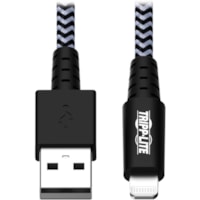 Tripp Lite series Heavy-Duty USB Sync/Charge Cable with Lightning Connector, 10 ft. (3 m) - 10 ft (3.05 m) Lightning/USB Data Transfer Cable for iPhone, iPod, iPad, Wall Charger - First End: 1 x USB 2.0 Type A - Male - Second End: 1 x 8-pin Lightning - Male - 480 Mbit/s - MFI - Nickel Plated Connect