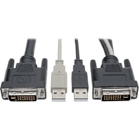 Tripp Lite by Eaton P760-010-DVI KVM Cable - 10 ft (3.05 m) KVM Cable for Monitor, Keyboard/Mouse, KVM Switch - First End: 1 x DVI-I (Dual-Link) Digital Video - Male - Second End: 1 x DVI-I (Dual-Link) Digital Video - Male, 2 x USB 2.0 Type A - Male - 480 Mbit/s - Supports up to 1920 x 1200 - 30 AWG