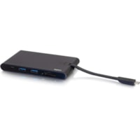 C2G USB C Portable Laptop Dock with HDMI, VGA, Ethernet, USB-C, USB-A, SD Card Reader - for Notebook/Tablet PC/Desktop PC/Smartphone - Memory Card Reader - SD - 100 W - USB 3.1 Type C - 5 x USB Ports - 2 x USB 3.0 - USB Type-C - Network (RJ-45) - HDMI - VGA - Thunderbolt - Wired - Ethernet