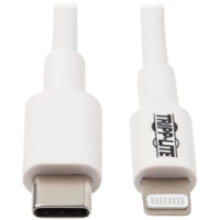 Câble de transfert de données M102-003-WH 3 pi (0,91 m) Lightning/USB Tripp Lite by Eaton - 3 pi (0,91 m) Lightning/USB Câble de transfert de données pour iPhone, iPad, iPod, MacBook, Chromebook, Chargeur mural, Disque Dur Externe, iPad mini, iPad Air, iPod touch, iPad Pro,