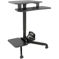 Tripp Lite by Eaton Rolling Desk TV/Monitor Cart - Height Adjustable - 29.5" (749.30 mm) to 47.2" (1198.88 mm) Adjustment - Home, School, Office, Clinic, Classroom, Warehouse - Assembly Required - Black, Silver - MDF, Steel