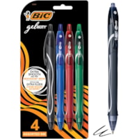 BIC Gel-ocity Original Retractable Gel Pen, Medium Point (0.7mm), Assorted Colours, Comfortable, Contoured Grip, 4-Count - 0.7 mm (0.03") Medium Pen Point - Retractable - Assorted Ink - Gel-based - 4 / Pack