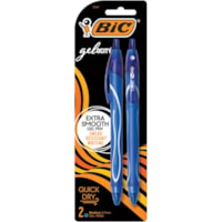 BIC Gel-ocity Original Retractable Gel Pen, Medium Point (0.7mm), Blue, Comfortable, Contoured Grip, 2-Count - 0.7 mm (0.03") Medium Pen Point - Retractable - Blue Ink - Gel-based - 2 / Pack