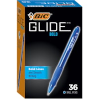 BIC Glide Bold Ballpoint Pens, Bold Point (1.6 mm), Blue Ink Pens, Translucent Barrel, 36-Count Pack - 1.6 mm (0.06") Pen Point - Retractable - Blue Ink - 36 Pack