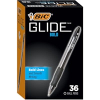 BIC Glide Bold Retractable Ballpoint Pens, Bold Point (1.6mm), Black Ink Pens, 36-Count Pack, Pens for School and Office Supplies - 1.6 mm (0.06") Bold Pen Point - Retractable - Black Ink - 36 Pack