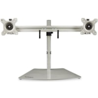 StarTech.com Dual Monitor Stand, Free Standing Desktop Pole Stand for 2x 24" (17.6lb/8kg) VESA Mount Displays, Height Adjustable, Silver - VESA 75x75/100x100mm free standing dual monitor stand for displays up to 24" (18lb) - Height adjustable 25" crossbar with +/-15° monitor tilt/swivel & 360 ro