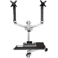 StarTech.com Wall Mount Workstation - Foldable Ergonomic Standing Desk - Height Adjustable Dual 30" VESA Monitor Arm & Keyboard/Mouse Tray - Ergonomic standing wall-mount workstation - VESA dual monitor arm for 30in (19.8lb) displays - Wall mounted foldable sit-stand desk - One-touch height adjustab