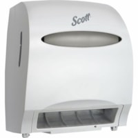 Distributeur de serviettes électrique Essential Scott - Dispenser Blanc Sans contact - hauteur de 15,76 po (400,33 mm) x largeur de 12,70 po (322,58 mm) x profondeur de 9,57 po (243,13 mm) - Résistants, Vérouillage à clé, Résistant au brouillage - 1 / Carton