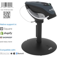 Scanner de code à barre DuraScan D760 Handheld - Sans fil Connectivité - Gris Socket Mobile - Sans fil Connectivité - 30 po (762 mm) Distance de lecture - 1D, 2D - Imager - Bluetooth - Gris - Pied(s) inclus