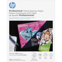 HP Professional Trifold Business Paper - White - Letter - 8 1/2" (215.90 mm) x 11" (279.40 mm) - 48 lb (21772.43 g) Basis Weight - 180 g/m² Grammage - Glossy - White - 150 / Pack