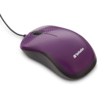 Verbatim Silent Corded Optical Mouse - Purple - Optical - Cable - Purple - USB - Scroll Wheel - 3 Button(s)