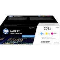 HP - Cartouche toner 202X (CF500XM) D'origine Élevé Rendement Laser - Emballage multiple - Cyan, Magenta, Jaune - 3 / Carton - Laser - Rendement Élevé - 1 Unité