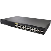 Cisco SF350-24P 24-Port 10 100 POE Managed Switch - 24 Ports - Manageable - Fast Ethernet - 10/100Base-T - Refurbished - 3 Layer Supported - Twisted Pair - PoE Ports - Rack-mountable - Lifetime Limited Warranty