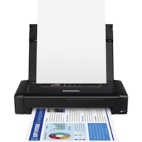 Epson WorkForce WF-110 Portable Inkjet Printer - Color - 14 ppm Mono / 11 ppm Color - 5760 x 1440 dpi Print - 20 Sheets Input - Wireless LAN - Wi-Fi Direct, Epson iPrint, Epson Connect, Apple AirPrint, Google Cloud Print - Plain Paper Print - USB