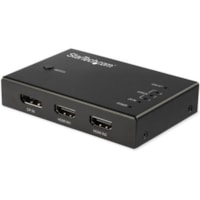 StarTech.com 4 Port HDMI Video Switch - 3x HDMI & 1x DisplayPort - 4K 60Hz - Multi Port HDMI Switch Box w/ Automatic Switcher (VS421HDDP) - Multi-port HDMI video switch supports HDMI (3x) and DisplayPort (1x) input - HDMI switcher box supports 4K resolution at 60Hz - Connect four sources to a displa