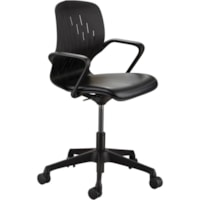 Safco Shell Desk Chair - Black Vinyl Plastic Seat - Black Plastic Back - Steel Frame - 5-star Base - 1 Each