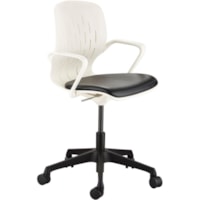 Safco Shell Desk Chair - Black Vinyl Plastic Seat - White Plastic Back - Steel Frame - 5-star Base - 1 Each