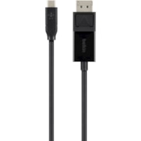 Belkin USB-C to DisplayPort Adapter Cable 4k 60Hz 6 foot - Black - 5.9 ft DisplayPort/USB A/V Cable for Monitor, Notebook, Projector, HDTV, Smartphone, Tablet, Audio/Video Device - First End: 1 x USB Type C - Male - Second End: 1 x DisplayPort Digital Audio/Video - Male - Supports up to 3840 x 2160 