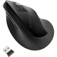 Kensington Pro Fit Ergo Vertical Wireless Mouse - Wireless - Radio Frequency - Black - USB - 1600 dpi - Scroll Wheel - 6 Button(s) - 1 Each