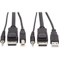 Tripp Lite by Eaton KVM Cable - 10 ft (3.05 m) KVM Cable for KVM Switch, Computer - First End: 1 x Mini-phone Audio - Male, 1 x DisplayPort 1.2 Digital Audio/Video - Male, 1 x USB 2.0 Type A - Male - Second End: 1 x Mini-phone Audio - Male, 1 x DisplayPort 1.2 Digital Audio/Video - Male, 1 x USB 2.0