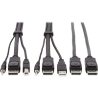 Tripp Lite by Eaton KVM Cable - 10 ft (3.05 m) KVM Cable for KVM Switch, Computer, Monitor - First End: 1 x Mini-phone Audio - Male, 1 x DisplayPort 1.2 Digital Audio/Video - Male, 1 x USB 2.0 Type A - Male - Second End: 1 x Mini-phone Audio - Male, 1 x DisplayPort 1.2 Digital Audio/Video - Male, 1 