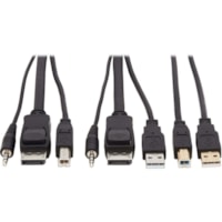 Tripp Lite by Eaton P783-010-U KVM Cable - 10 ft (3.05 m) KVM Cable for KVM Switch, Computer - First End: 1 x Mini-phone Audio - Male, 1 x DisplayPort 1.2 Digital Audio/Video - Male, 1 x USB 2.0 Type A - Male - Second End: 1 x Mini-phone Audio - Male, 1 x DisplayPort 1.2 Digital Audio/Video - Male, 