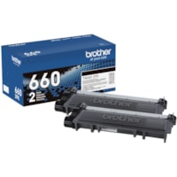 Brother TN-660 Original High Yield Laser Toner Cartridge - Twin-pack - Black - 2 / Box - 2600 Pages Black (Per Cartridge)