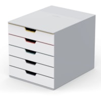 DURABLE VARICOLOR MIX 5 Drawer Desktop Storage Box, White/Multicolor - 5 Drawer(s) - 11" (279.40 mm) Height x 11.5" (292.10 mm) Width x 14" (355.60 mm) Depth - Desktop - White - Plastic - 1 Each