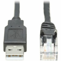 Câble de transfert de données U009-010-RJ45-X 10 pi (3,05 m) RJ-45/USB Tripp Lite by Eaton - 10 pi (3,05 m) RJ-45/USB Câble de transfert de données pour Commutateur, Routeur, Modem, Ordinateur, Ordinateur Portable - 250 kbit/s - Blindé - 28 AWG - Noir