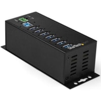 StarTech.com 7 Port USB Hub w/ Power Adapter - Metal Industrial USB 3.0 Data Hub - Din Rail, Wall & Desk Mountable USB 3.1 Gen 1 5Gbps Hub - Industrial USB 3.0 hub w/ rugged metal housing. 15kV/8kV ESD protection and 350W surge protection. Mountable to desk, wall or DIN rail. Powered +7-48 volt rang