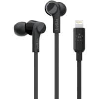 Oreillette SOUNDFORM Filaire Intra-auriculaire Stéréo - Noir Belkin - Stéréo - Connecteur Lightning - Filaire - Intra-auriculaire - Binaural - Intra-auriculaires - 3,7 pi (1,12 m) Câble - Noir