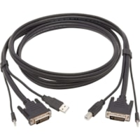 Tripp Lite by Eaton P784-006 DVI KVM Cable Kit, 3 in 1 (M/M), 6 ft - 6 ft (1.83 m) KVM Cable for KVM Switch, Computer - First End: 1 x 24-pin DVI-I (Dual-Link) Digital Video - Male, 1 x Mini-phone Audio - Male, 1 x USB 2.0 Type A - Male - Second End: 1 x 24-pin DVI-I (Dual-Link) Digital Video - Male