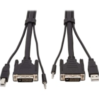 Tripp Lite by Eaton P784-010 KVM Cable - 10 ft (3.05 m) KVM Cable for KVM Switch, Computer - First End: 1 x 24-pin DVI-I (Dual-Link) Digital Video - Male, 1 x Mini-phone Audio - Male, 1 x USB 2.0 Type A - Male - Second End: 1 x 24-pin DVI-I (Dual-Link) Digital Video - Male, 1 x Mini-phone Audio - Ma