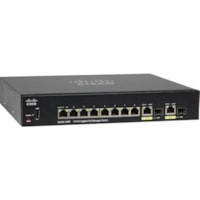 Cisco SG350-10MP Ethernet Switch - 10 Ports - Manageable - Gigabit Ethernet - 10/100/1000Base-T, 1000Base-X - 3 Layer Supported - Modular - 2 SFP Slots - 13.50 W Power Consumption - 124 W PoE Budget - Optical Fiber, Twisted Pair - PoE Ports - Rack-mountable