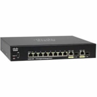 Cisco SG350-10P Ethernet Switch - 8 Ports - Manageable - Gigabit Ethernet - 1000Base-X, 1000Base-T - 3 Layer Supported - Modular - 2 SFP Slots - 13.50 W Power Consumption - 62 W PoE Budget - Twisted Pair, Optical Fiber - PoE Ports - Desktop - Lifetime Limited Warranty