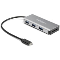 StarTech.com 3 Port USB C Hub with SD Card Reader - 3x USB-A & SD Slot - USB 3.2 Gen 2 10Gbps Type C Laptop Adapter Hub - Bus Powered - Bus powered USB 3.1/3.2 Gen 2 Type-C SuperSpeed 10Gbps hub - USB C Hub with SD Card Reader (UHS-II, SD 4.0) and 3x USB-A - Supports SD/SDHC/SDXC/MMC - USB C laptop 