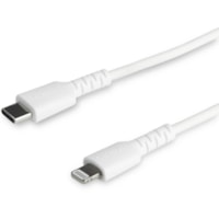 StarTech.com 3 foot/1m Durable White USB-C to Lightning Cable, Rugged Heavy Duty Charging/Sync Cable for Apple iPhone/iPad MFi Certified - Aramid fiber shelters heavy duty lightning cable from stress of bends/twists - White durable strong rugged USB-C to Lightning charger cable - Strain relief for 1