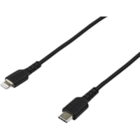 StarTech.com 6 foot/2m Durable Black USB-C to Lightning Cable, Rugged Heavy Duty Charging/Sync Cable for Apple iPhone/iPad MFi Certified - Aramid fiber shelters heavy duty lightning cable from stress of bends/twists - Black durable strong rugged USB-C to Lightning charger cable - Strain relief for 1