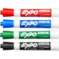 Expo Low Odour Dry Erase Whiteboard Marker - Chisel Marker Point - Assorted Ink - 4 / Pack