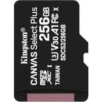 Kingston Canvas Select Plus SDCS2 256 GB Class 10/UHS-I (U3) microSDXC - 1 - 100 MB/s Read - 85 MB/s Write - Lifetime Warranty