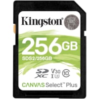 Kingston Canvas Select Plus SDS2 256 GB Class 10/UHS-I (U3) SDXC - 1 - 100 MB/s Read - 85 MB/s Write - Lifetime Warranty