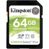 Kingston Canvas Select Plus SDS2 64 GB Class 10/UHS-I (U1) SDXC - 1 - 100 MB/s Read - Lifetime Warranty